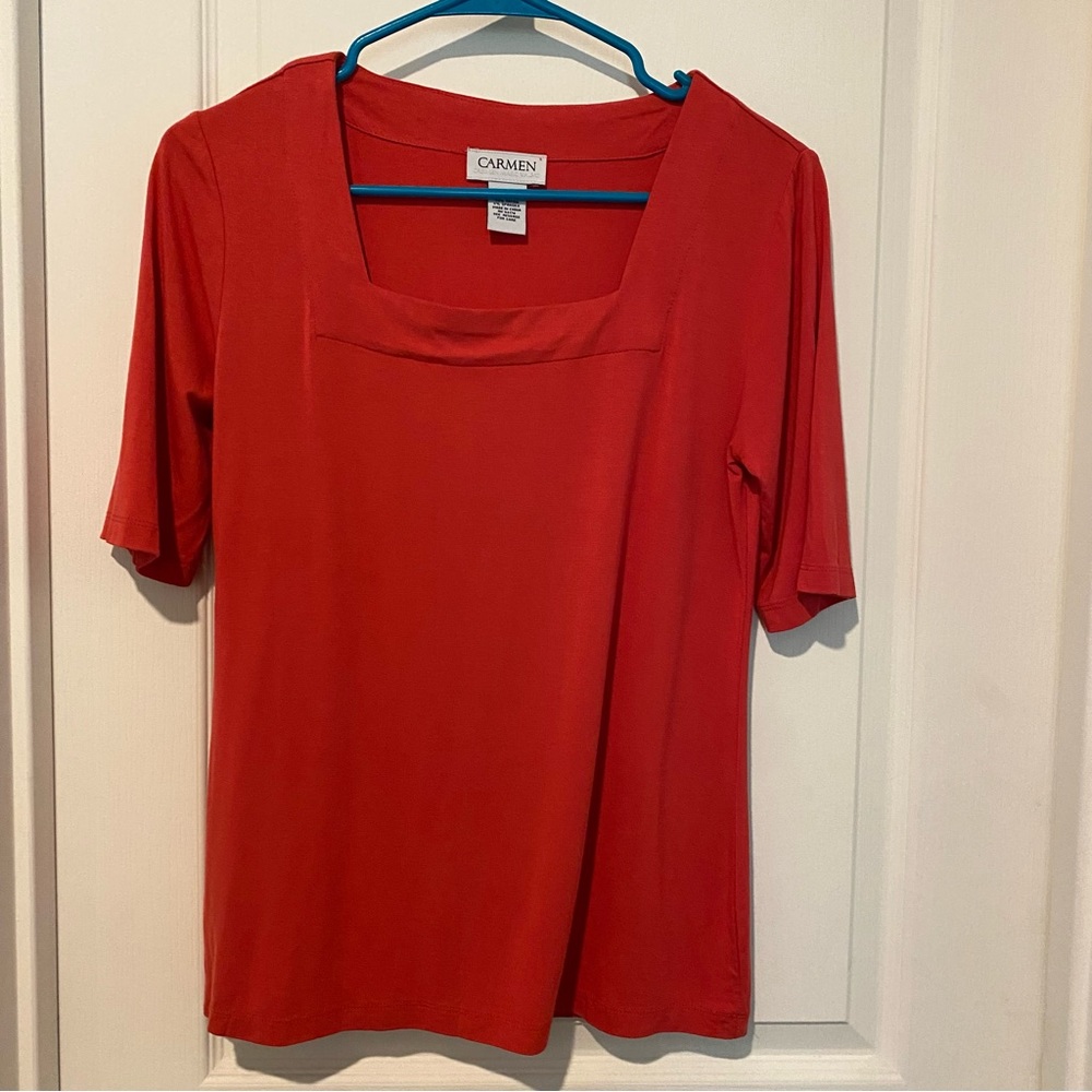 Carmen Marc Valvo Square Neck Jersey Top